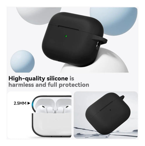 Funda De Silicona Para AirPods Pro 3 Con Kit Limpieza Negro