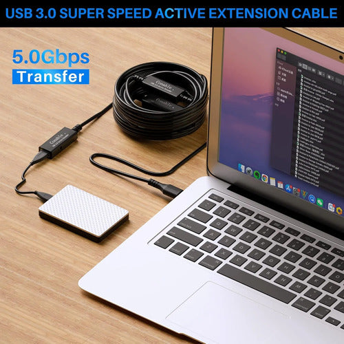 Cable Extensor Usb 3.0 Activo 75 Pies Negro