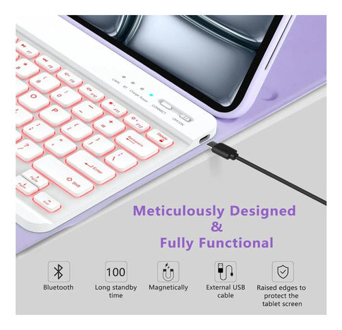 Funda Con Teclado Para iPad Pro 13'' (m4) 2024 Luz Azul