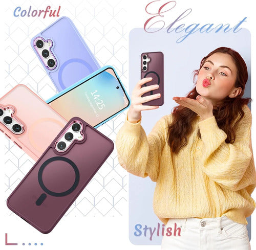 Funda Magnética Mate Para Samsung Galaxy S25+ Plus Bordó