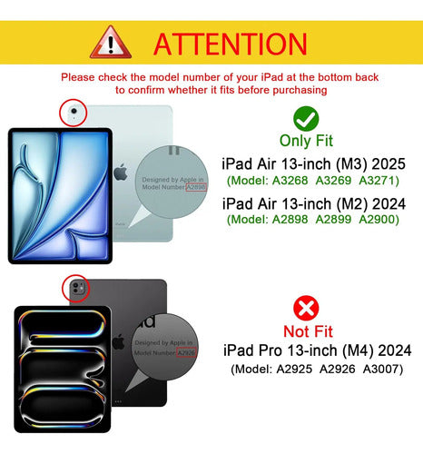 Procase Para iPad Air 13'' M3 2025/m2 2024, Cubierta Slim... Negro
