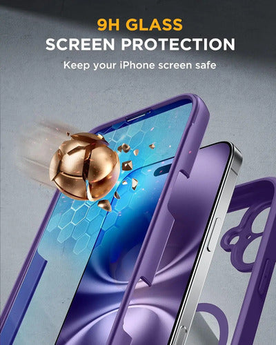 Funda Magnética Miracase Para iPhone 16 Plus 6.7  Con Pro... Violeta Oscuro