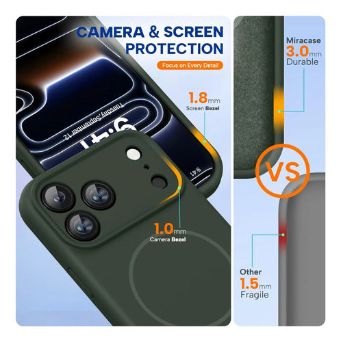 Funda Magnética Miracase Para iPhone 17 Pro Max Verde Oscuro