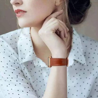 Correa De Cuero Elegante Para Apple Watch Marrón 3.8 Cm