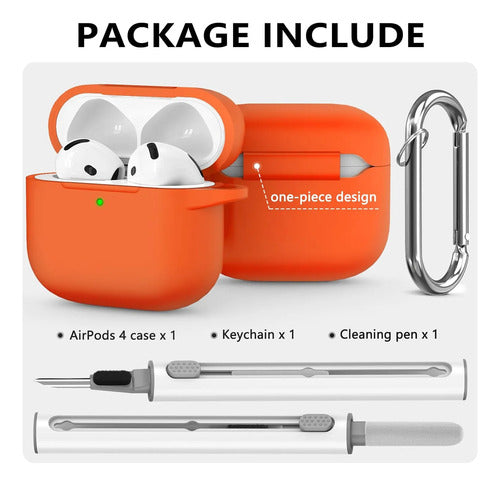 Funda R-fun Para AirPods 4 Con Kit De Limpieza Naranja