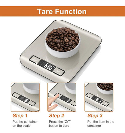 Balanza De Cocina Digital Crownful 5kg, Acero Inoxidable Plateado 5 Kg