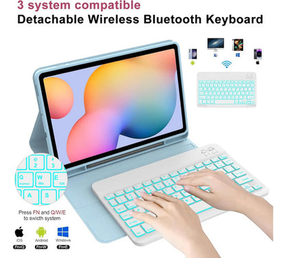 Funda Con Teclado Para Samsung Galaxy S6 Lite 10.4 Azul