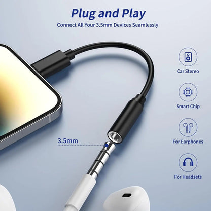 Adaptador Microfono Usb C A 3.5mm P/ iPhone Y Samsung Galaxy Negro
