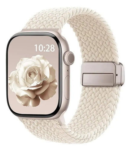 Banda Elástica Trenzada Para Apple Watch Beige