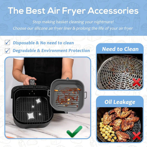 Moldes De Silicona Para Air Fryer Cuadrados Gris