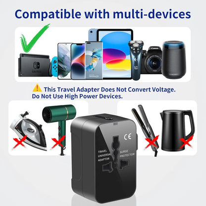 Adaptador De Viaje Universal Con Carga Rápida Usb-c Y Usb-a