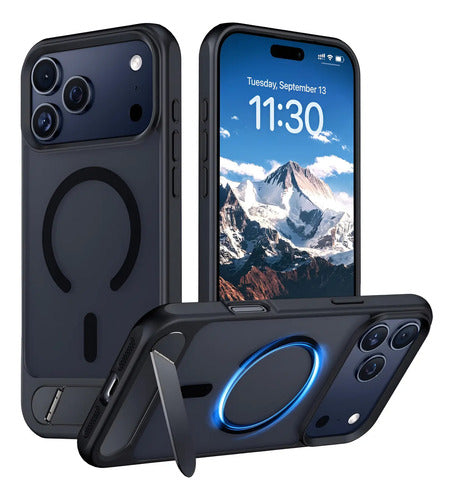 Funda Para iPhone 17 Pro Max 6.9  Negra Con Soporte Negro