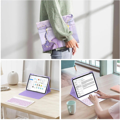 Funda Con Teclado Para iPad (a16) 11th/10th Gen Violeta