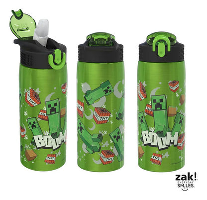 Botella De Agua Zak Minecraft Acero Inoxidable Verde Oscuro