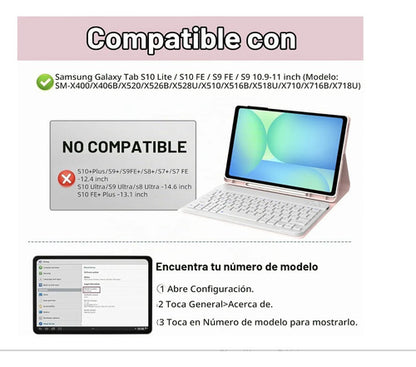 Funda Con Teclado Para Samsung Galaxy Tab S10 Lite/s10 Fe... Rosa