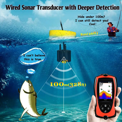 Localizador De Peces Recargable Y Portátil Con Pantalla Lcd