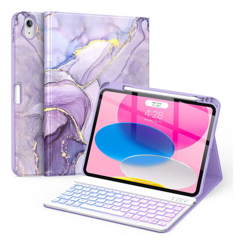 Funda Con Teclado Para iPad (a16) 11th/10th Gen Violeta
