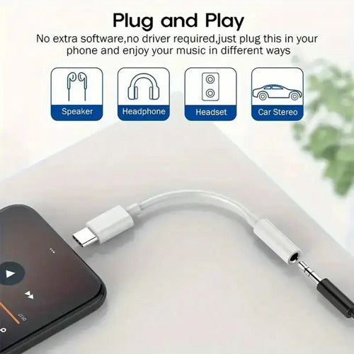 Adaptador Para Apple Usb-c A Jack De Auriculares 3.5mm Color