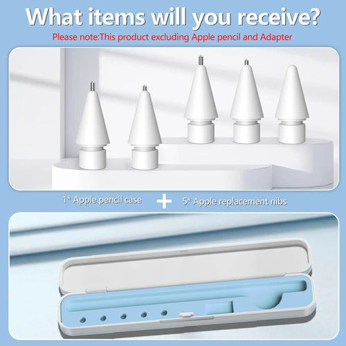 Inesore Estuche Para Apple Pencil Con 5 Puntas Celeste