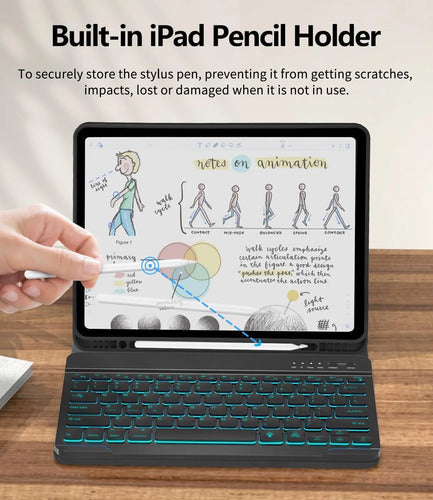 Funda Con Teclado Para iPad Air Y iPad Pro Negro