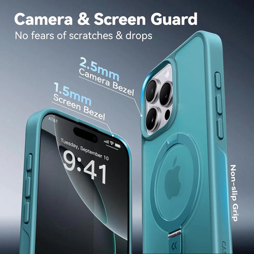 Funda Para iPhone 16 Pro Max Con Soporte Magnética. Turquesa