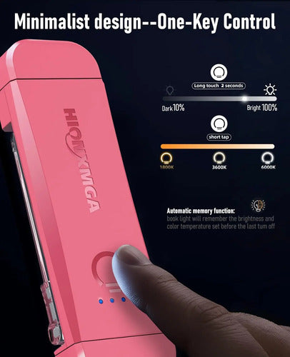 Luz De Lectura Recargable Con Clip Rosa Rosa