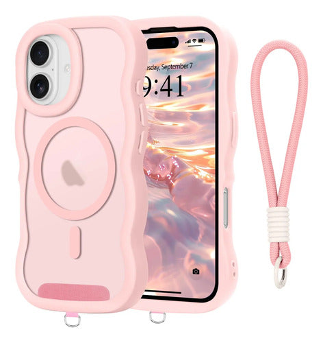Funda Nzenguer Para iPhone Con Correa Rosa