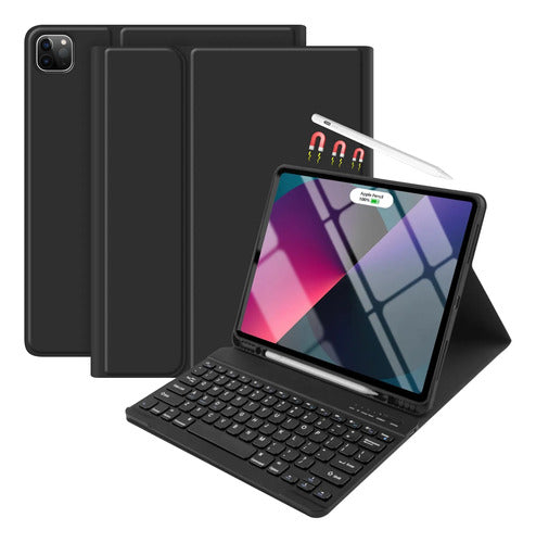 Funda Con Teclado Para iPad Air Y Pro Negro