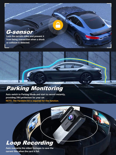 Dashcam 4k De Doble Canal Con Wifi Y 64gb De Memoria