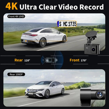 Cámara De Auto Dual 4k Con Wifi Y 64gb De Almacenamiento