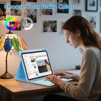 Funda Con Teclado Para iPad A16 11th 10th Gen Azul