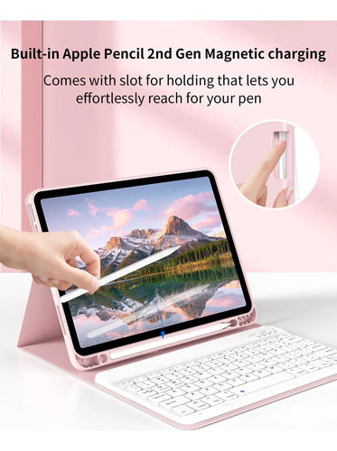 Funda Con Teclado Bluetooth Para iPad Air 11'' M3/m2 & Air Rosa Claro