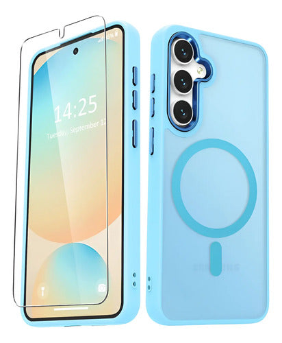 Funda Magnética Mate Para Samsung Galaxy S24 Fe 6.7in Azul Claro