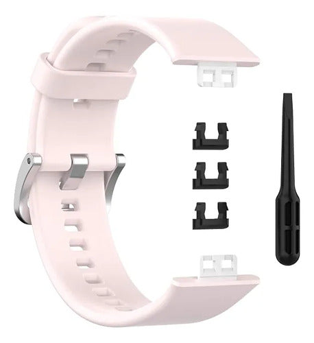Correa Inf Compatible Con Huawei Watch Fit Silicona Azul Rosa Claro