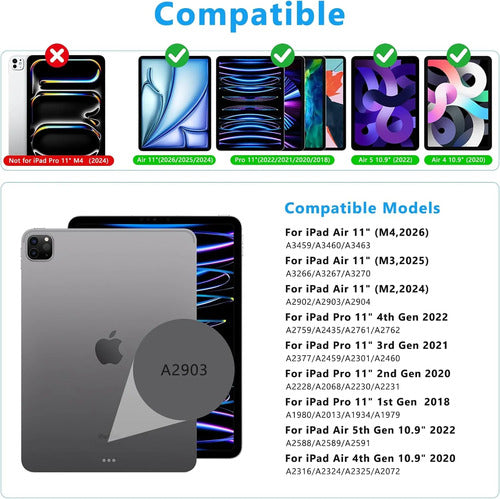 Funda Con Teclado Para iPad Air 11  Y Pro 11 M4 Negro