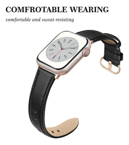 Correa De Cuero Elegante Para Apple Watch Negro 3.8 Cm
