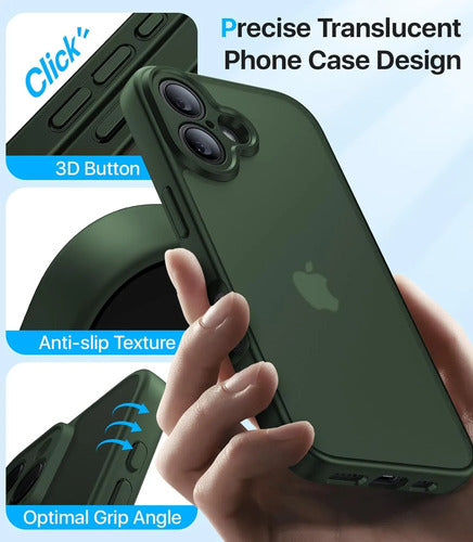 Funda Protectora Para iPhone 16, Antigolpes Verde Oscuro