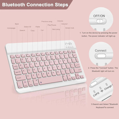 Teclado Bluetooth Inalambrico Para Tablets Rosa