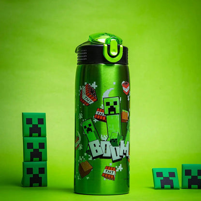 Botella De Agua Zak Minecraft Acero Inoxidable Verde Oscuro