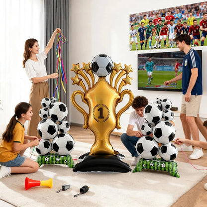 3 Globos Decoración Fiesta De Fútbol Fifa World Cup 2026 Dorado Y Negro/blanco