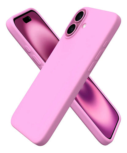 Funda Para iPhone 16 Plus 6.7, Silicona Líquida Rosa Chicle