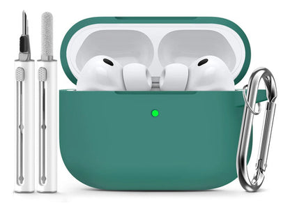 Funda De Silicona Para AirPods Pro 3 Con Kit Limpieza Verde Oscuro
