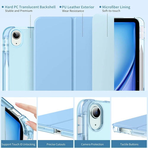 Funda Moko Para iPad Air Con Soporte Para Lápiz Azul Claro