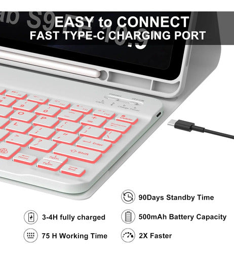 Funda Con Teclado Para Samsung Galaxy Tab S10 Fe/s9 Fe 5g... Gris