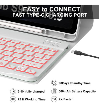 Funda Con Teclado Para Samsung Galaxy Tab S10 Fe/s9 Fe 5g... Gris
