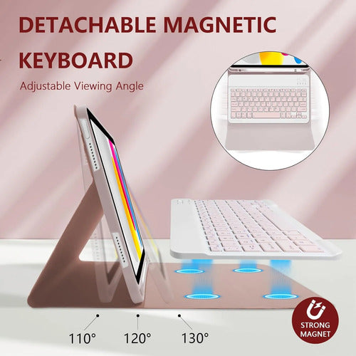 Funda Con Teclado Para iPad 11th 10th Gen Rosa