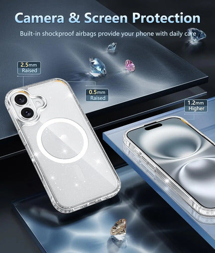 Funda Transparente Para iPhone 16 Plateado