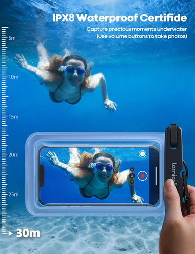 Funda Impermeable Lamicall Para Celulares Hasta 7  [2 Pack] Transparente
