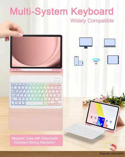 Funda Con Teclado Para Samsung Galaxy Tab A11+/a9+ 11' Rosa