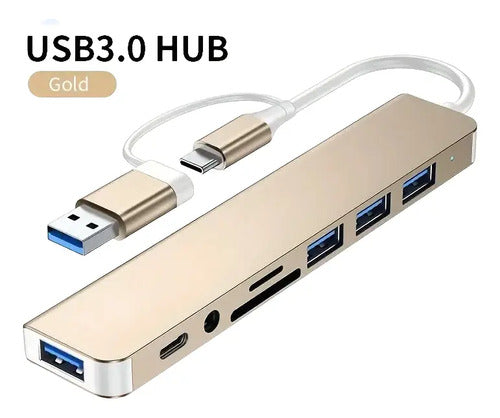 Adaptador Usb C Hub De 8 Puertos Gris Oscuro